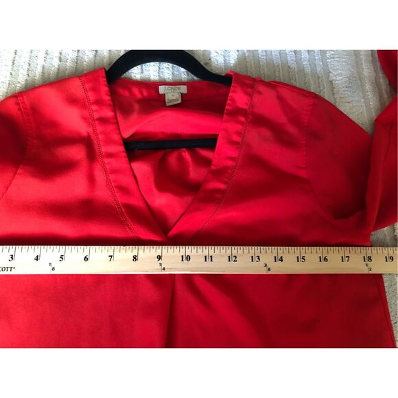 J. Crew Eyelet V-Neck Long Sleeve Blouse Career Red SZ XS - Picture 7 of 10